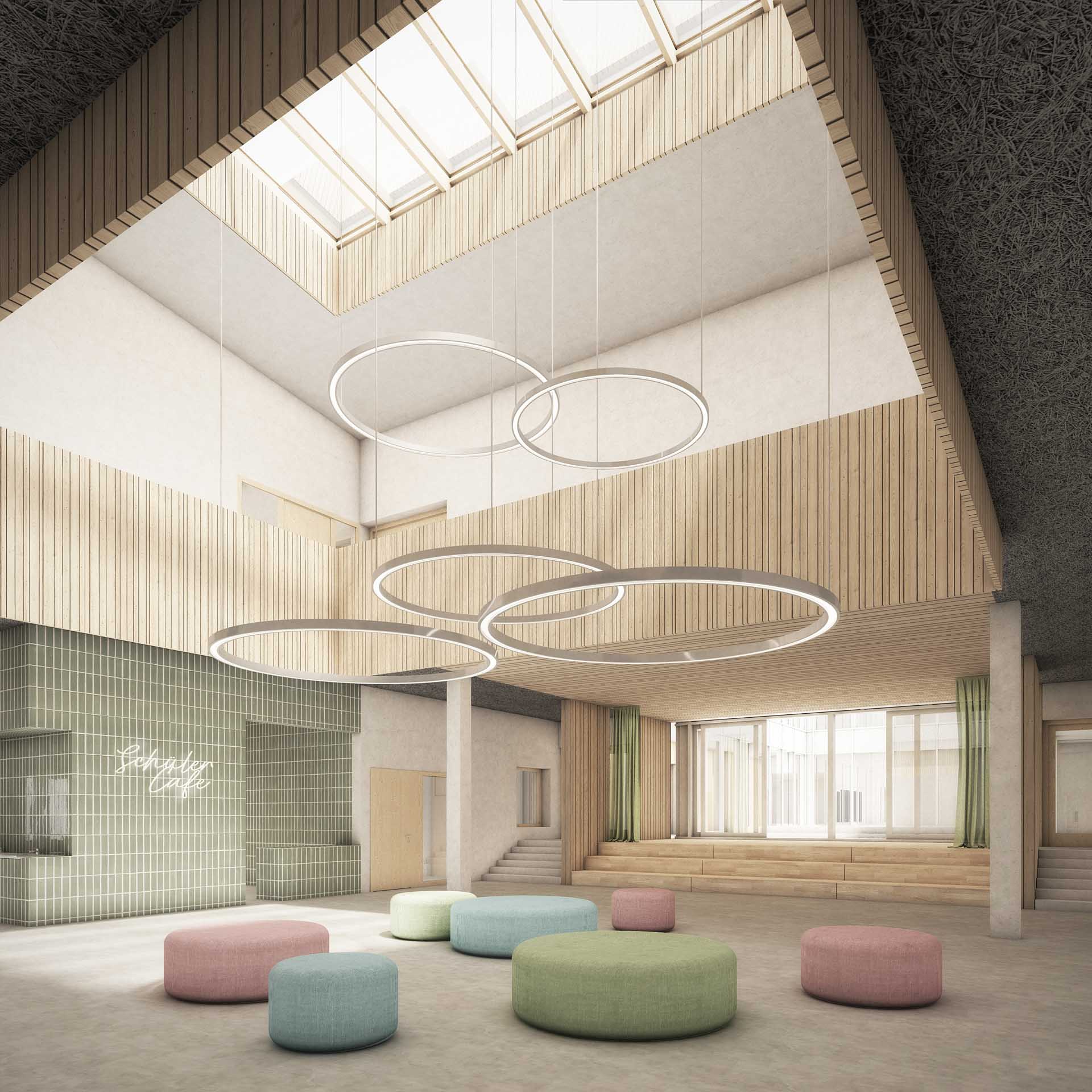 Erweiterung und Sanierung Don Bosco-Schule Stappenbach -Innenraumperspektive by Nickel und Wachter Architekten