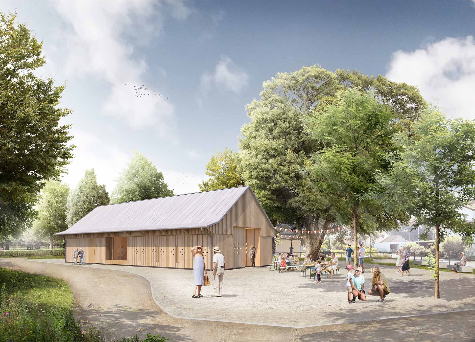 Konzept für den Neubau eines Dorfgemeinschaftshauses in Schüsselau - Nickel und Wachter Architekten Bamberg und Viereth